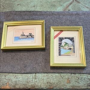 Miniature CASTRO COASTAL SCENE ORIGINAL WATERCOLOR PAINTING